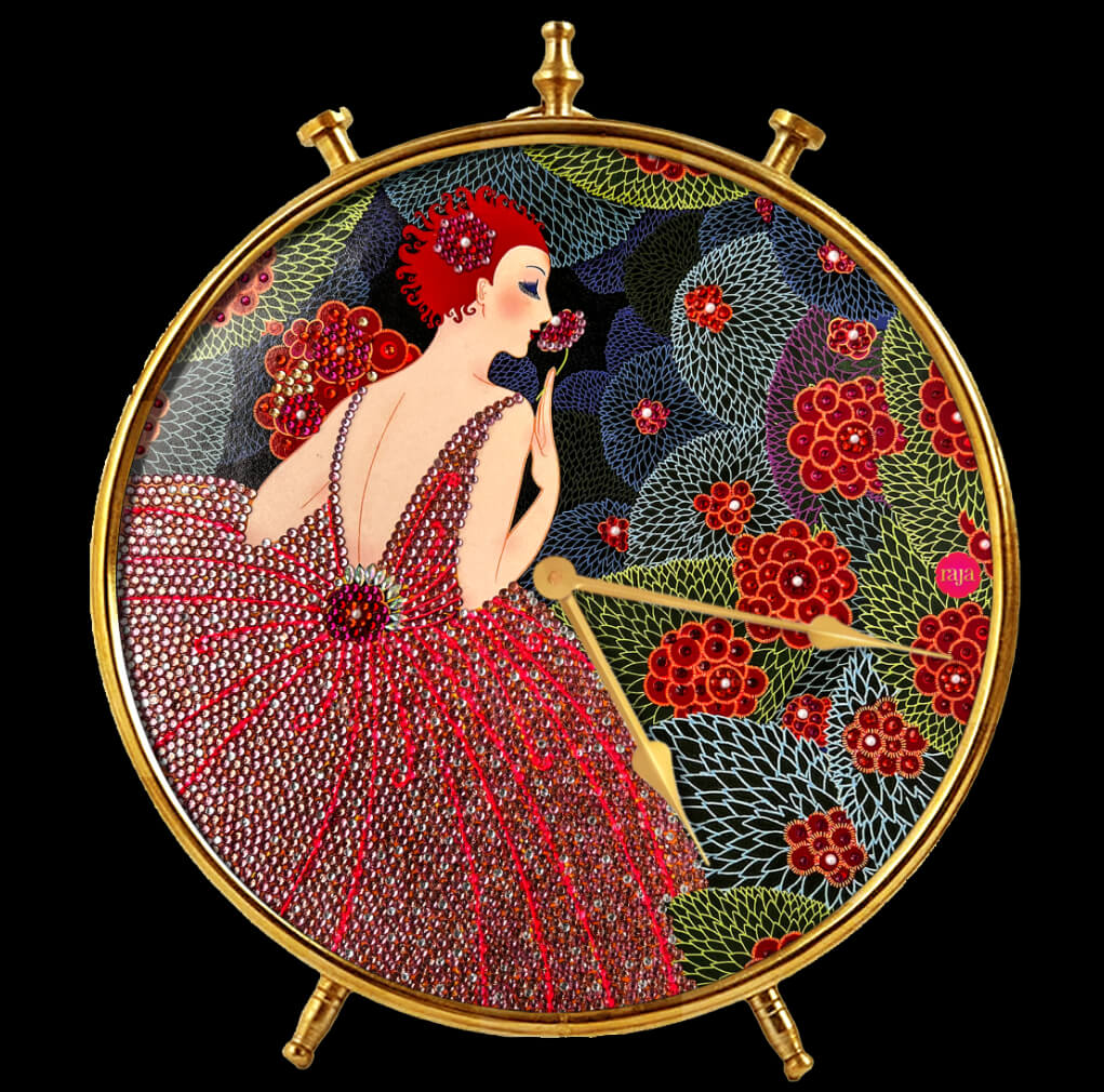 Erte Table Clock Art - Rajatimeless